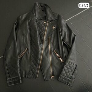 Girls’ Faux Leather Moto Jacket